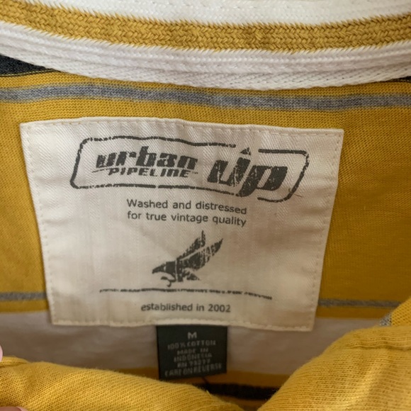 Sold Urban Pipeline Yellow White Stripe Polo Shirt - Picture 6 of 6